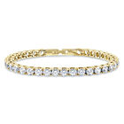 2er Set - Weißer Zirkonia Armband und ohrstecker (Rund) Messing vergoldet