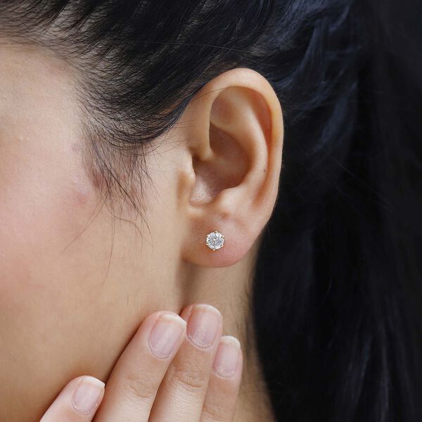 100 Facetten Moissanit Ohrringe, ca. 0.93 ct. image number 4