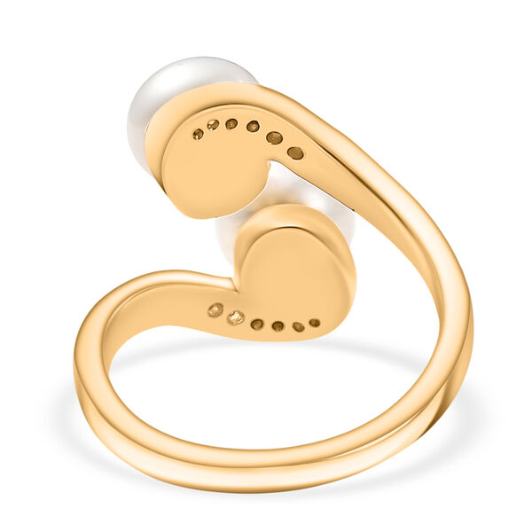 EverTrue S&uuml;&szlig;wasser Perle und Zirkon Bypass Ring image number 5