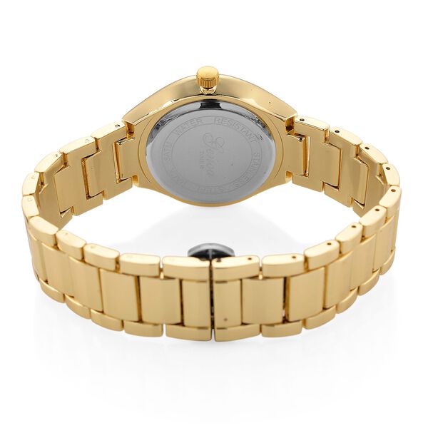 GENOA - Weißer Diamant Uhr mit Japanisches Uhrwerk, 3 ATM Wasserdicht, 316L Edelstahl, Gelb image number 6