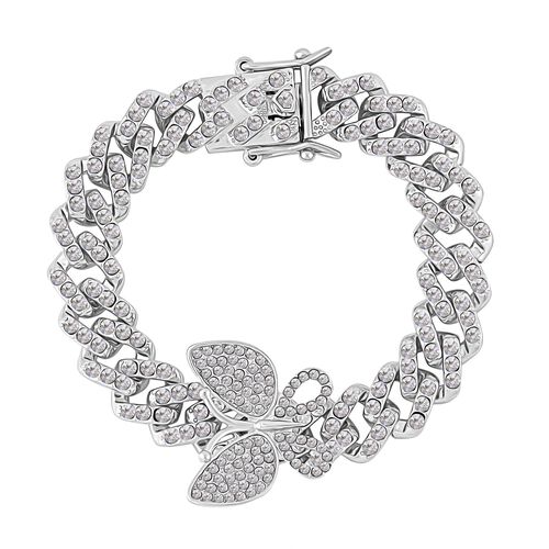 Weißes Kristall 19cm Armband in Silberton, Schmetterling image number 0