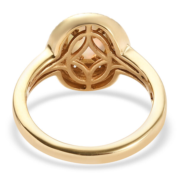 Nat&uuml;rlicher &Auml;thiopischer Opal und Zirkon Ring 925 Silber vergoldet  ca. 0,83 ct image number 6