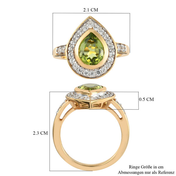 Peridot und Zirkon Ring 925 Silber 585 Vergoldet image number 4