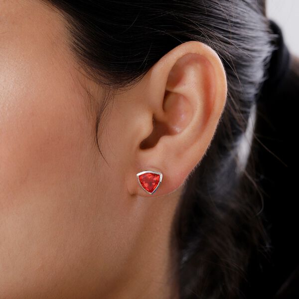 Sonnenfeuer Orange Triplett Quarz Ohrstecker 925 Silber platiniert ca. 3,81 ct image number 3