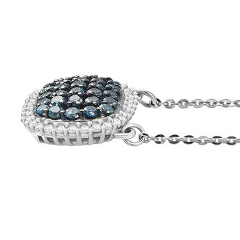 D'Joy Blauer Diamant Halskette ca. 50 cm 925 Silber rhodiniert