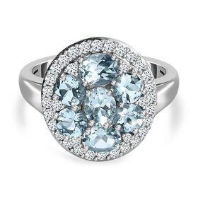 Espirito Santo Aquamarin und Zirkon Ring, ca. 2.87 ct.
