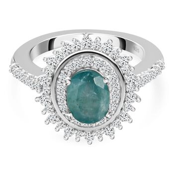 Grandidierit und Zirkon Ring 925 Silber platiniert  ca. 2,03 ct