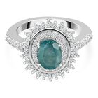 Grandidierit und Zirkon Ring 925 Silber platiniert (Größe 16.00) ca. 2,03 ct