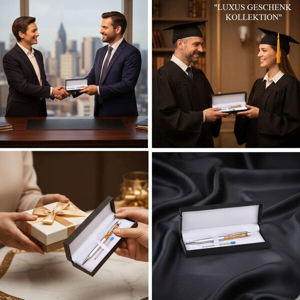 LIVMORE Set Kugelschreiber mit Ersatzmine, silberfarben, Echtgoldfolie image number 2