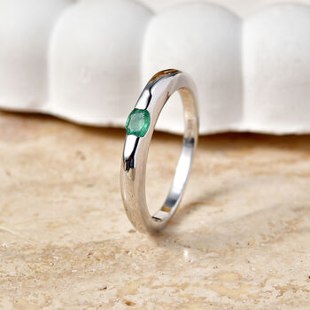 D'Joy Kagem Sambischer Smaragd Ring 925 Silber Platiniert (Gr&ouml;&szlig;e 20.00) ca. 0.16 ct