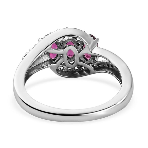 Afrikanischer Rubin (Fissure gefüllt), Weißer Zirkon Ring, 925 Silber platiniert (Größe 16.00) ca. 1.36 ct image number 5