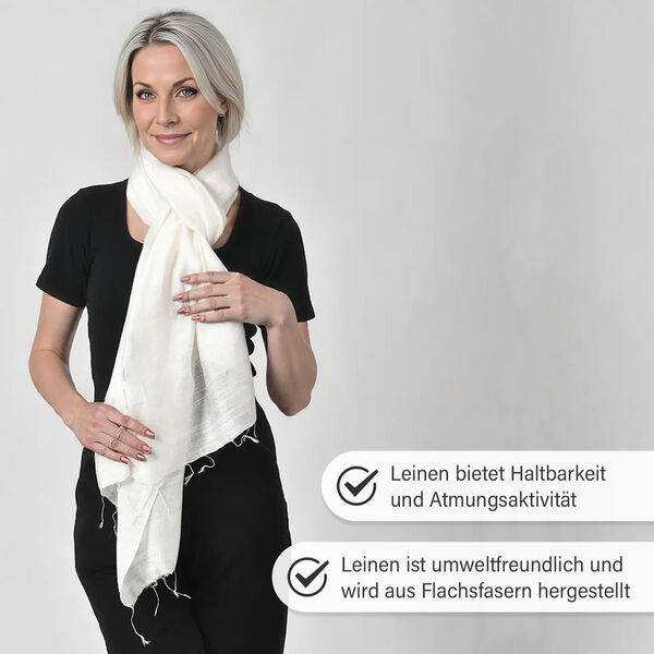 Schal aus Seide und Leinen, 70x200 cm, Naturweiß image number 4