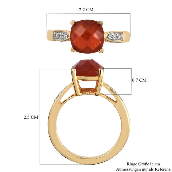 Mexikanischer Kirschfeuer-Opal und Zirkon Ring 925 Silber Gelbgold Vermeil  ca. 1,66 ct image number 7