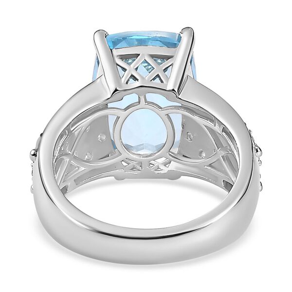 Himmelblauer Topas, weißer Zirkon Ring, 925 Silber platiniert (Größe 19.00) ca. 8.38 ct image number 6