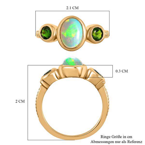 Nat&uuml;rlicher, &auml;thiopischer Opal und Chromdiopsid-Ring, 925 Silber vergoldet  ca. 1,38 ct image number 7