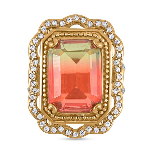 Kristall, Wei&szlig;er Zirkonia Ring, 316L Edelstahl vergoldet, (Gr&ouml;&szlig;e 17.00), goldfarben image number 4