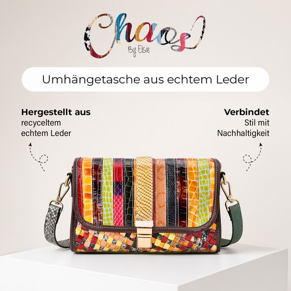 Chaos by Elsie Crossbody-Tasche aus echtem Leder, RFID-Schutz und Mini-Taschenlampe, 28x10x18 cm, Mehrfarbig image number 2