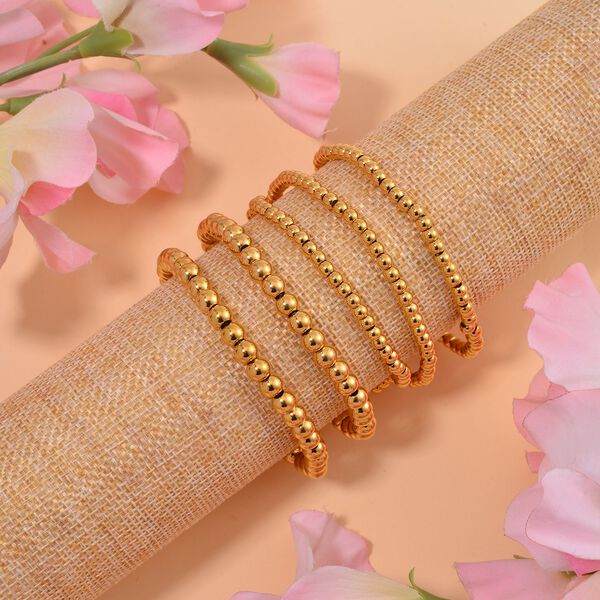 5er-Set – Kugel-Perlen-Armbänder in Goldton image number 11