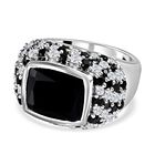 Schwarzer Spinell Ringe 925 Silber platiniert (Größe 17.00) ca. 10.89 ct