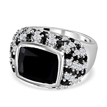 Schwarzer Spinell und Zirkon-Ring - 10,89 ct.