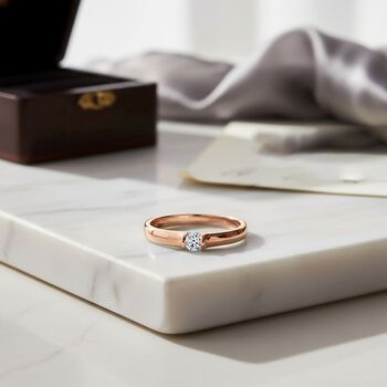 LUXURIANT VS-EF Labor Diamant Ring, 925 Silber 750 Ros&eacute;gold Vermeil - 0,20 ct.