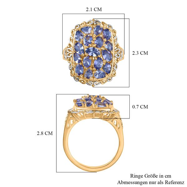 Tansanit Ring Nickelfreies Messing platiniert und vergoldet (Gr&ouml;&szlig;e 16.00) ca. 2,91 ct image number 7