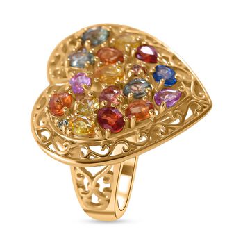 Mehrfarbiger Saphir Herz Ring, ca. 3,27 ct