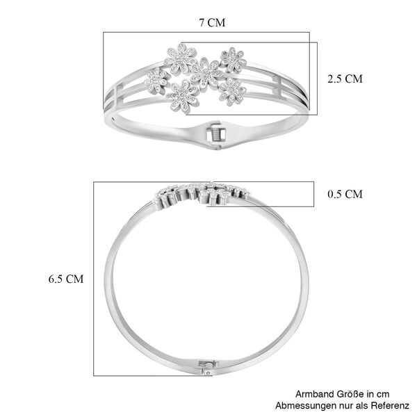 Wei&szlig;er Kristall Armreif ca. 19 cm Reiner Edelstahl image number 4