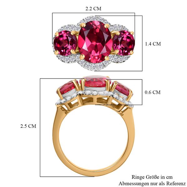 Trinity Flame - D'joy Lab Grown Padparadscha-Saphir Ring 925 Silber 750 Gelbgold Vermeil (Größe 18.00) ca. 6.79 ct image number 7