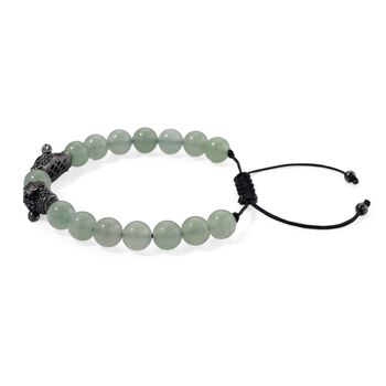 Gr&uuml;ner Aventurin, Schwarzer Zirkonia Armband, Flexibles, Messing Schwarzes Rhodium