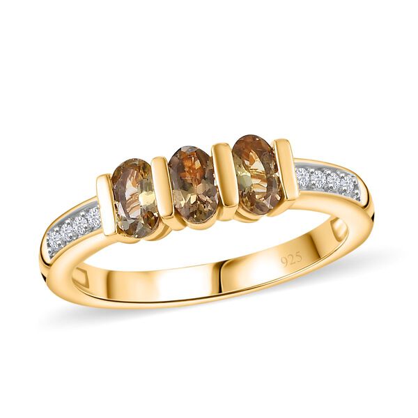 AA natürlicher goldener Tansanit und Zirkon Ring - 0,85 ct. image number 4