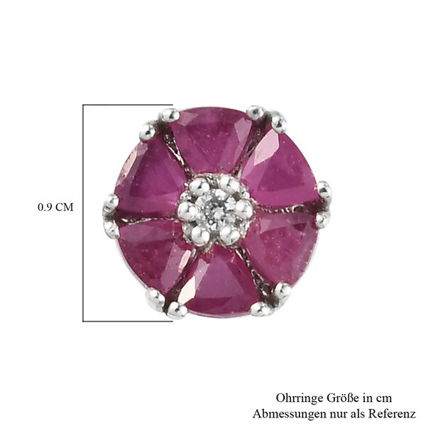 Afrikanische Rubin (Fissure gefüllt) und Zirkon-Ohrstecker, (Fissure gefüllt), 925 Silber platiniert ca. 1,91 ct image number 5