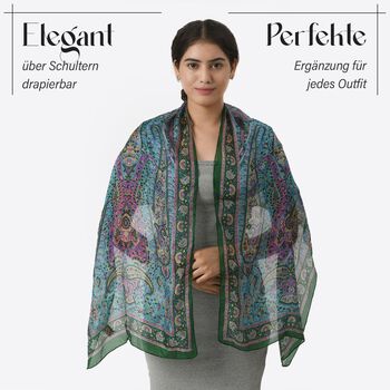 LA MAREY Seidenschal, gr&uuml;n