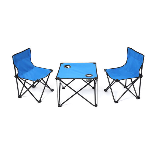 Camping-Set, bestehend aus 2 Stühlen und 1 Campingtisch, Blau, 3tlg. image number 0