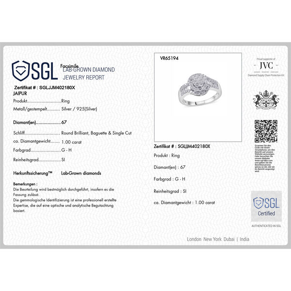 LUXURIANT DIAMOND - Lab Grown Diamant SI-GH Ring 925 Silber Rhodiniert (Gr&ouml;&szlig;e 18.00) ca. 1,00 ct image number 8