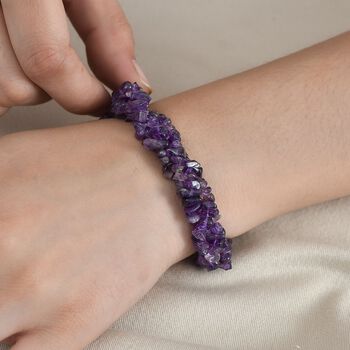 Afrikanischer Amethyst Armband ca. 19 cm 925 Silber rhodiniert ca. 110.00 ct