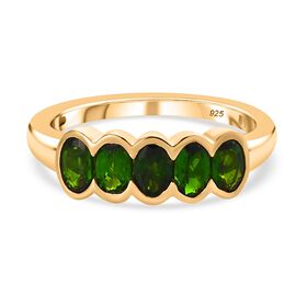 Natürlicher Chromdiopsid Ring, 925 Silber vergoldet (Größe 18.00) ca. 1.33 ct