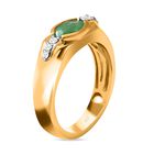 Kolumbianischer Smaragd, weißer Zirkon Ring 925 Silber Gelbgold Vermeil (Größe 18.00) ca. 0.80 ct image number 4