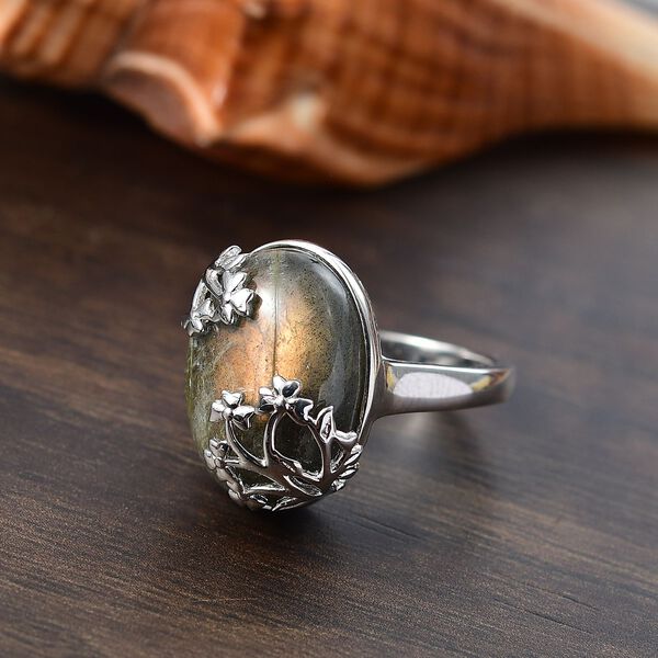 Feuer Labradorit Ring Messing (Größe 21.00) ca. 12,24 ct image number 1