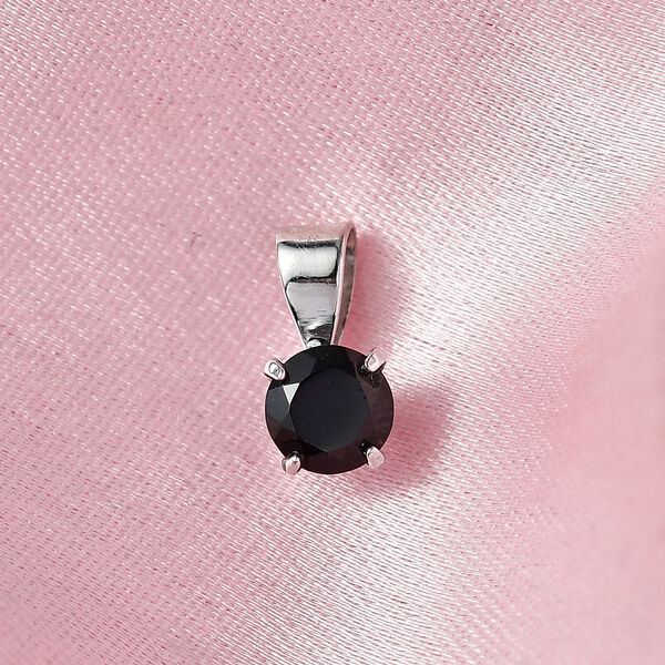 Schwarzer Spinell Anh&auml;nger 925 Silber platiniert ca. 0,63 ct. image number 1