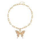 Schmetterling weißer Kristall Halskette, ca. 50 cm, goldfarben