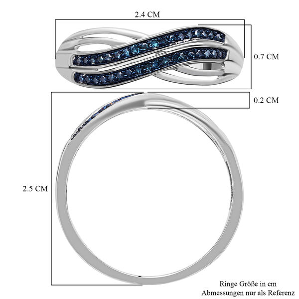 Blauer Diamant Ring, 925 Silber platiniert, (Größe 19.00) ca. 0.20 ct image number 7