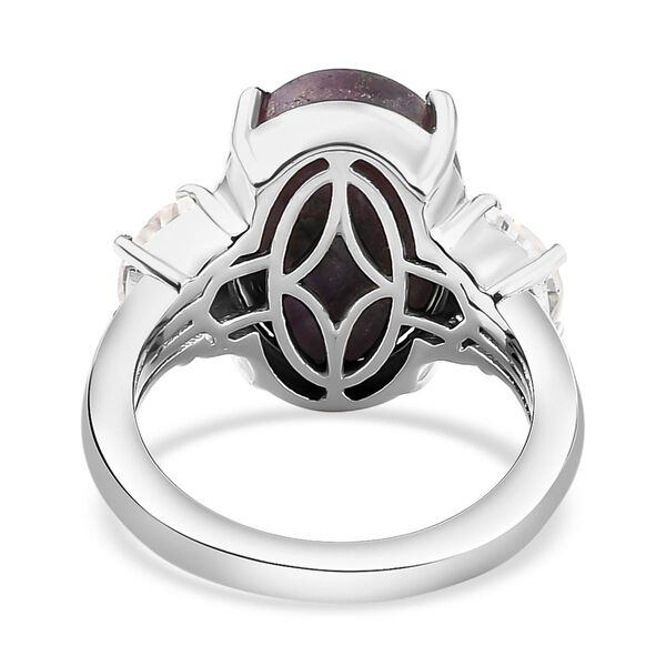 Sternrubin und weißer Zirkon-Ring, 925 Silber platiniert  ca. 10,71 ct image number 6