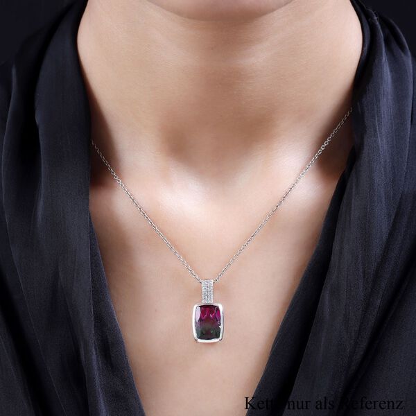 Wassermelonen-Quarz-Triplette und weißer Zirkon-Anhänger, 925 Silber platiniert ca. 7.32 ct image number 2