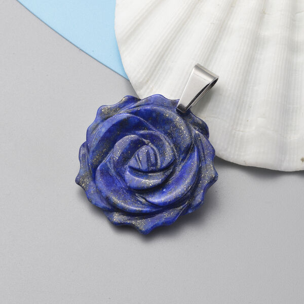 Lapislazuli Halskette 38 cm Edelstahl ca. 95,00 ct image number 2