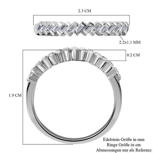 Diamant Band Ring 925 Silber Platin-Überzug image number 7