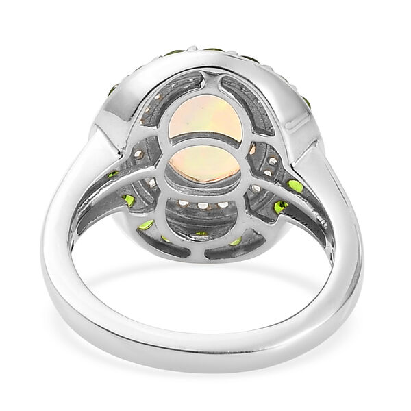 Nat&uuml;rlicher, &auml;thiopischer Opal und nat&uuml;rlicher Chromdiopsid Halo-Ring, 925 Silber platiniert  ca. 2,41 ct image number 7