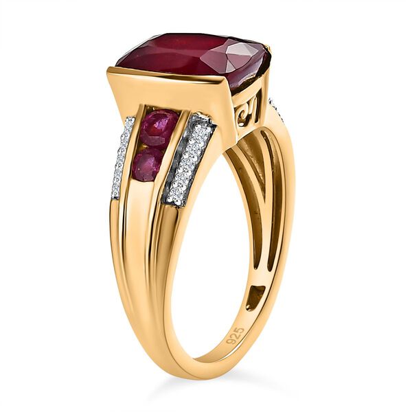 AAA Afrikanischer Rubin und Zirkon-Ring - 5,22 ct. image number 5