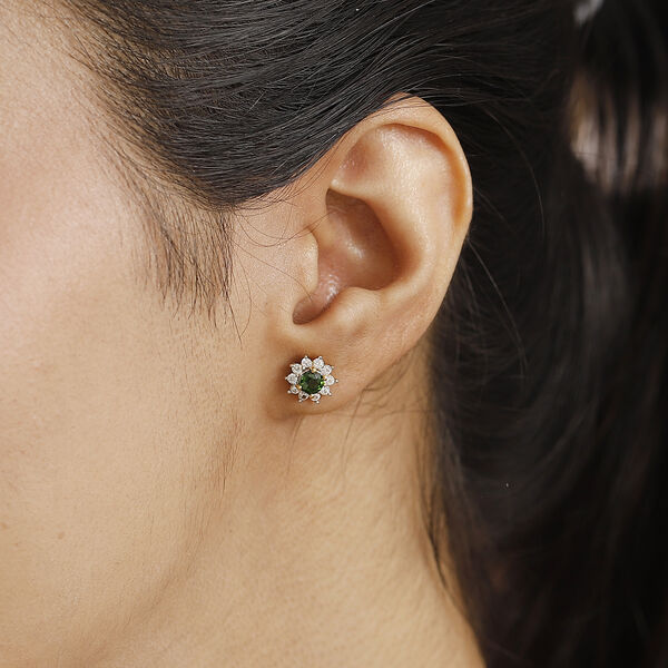 Nat&uuml;rliche Chromdiopsid und Zirkon-Ohrstecker - 1,15 ct. image number 3