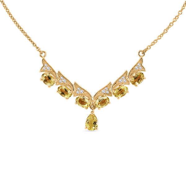 EVER TRUE AAA Ouro Verde-Quarz Halskette ca. 45 cm Nickelfreies Messing ca. 3,64 ct.